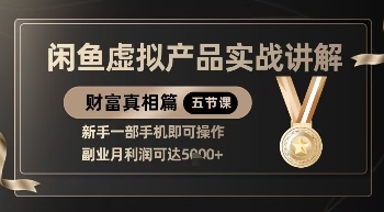 精品！闲鱼虚拟产品实战讲解，新手一部手机即可操作，副业月利润可达5k+-天时网